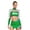 Green, variant on Women Two Pieces Outfits Cheerleading Uniform Long Sleeve Cross Straps Crop Tops & Skirt Dancewear Navy Blue XXL