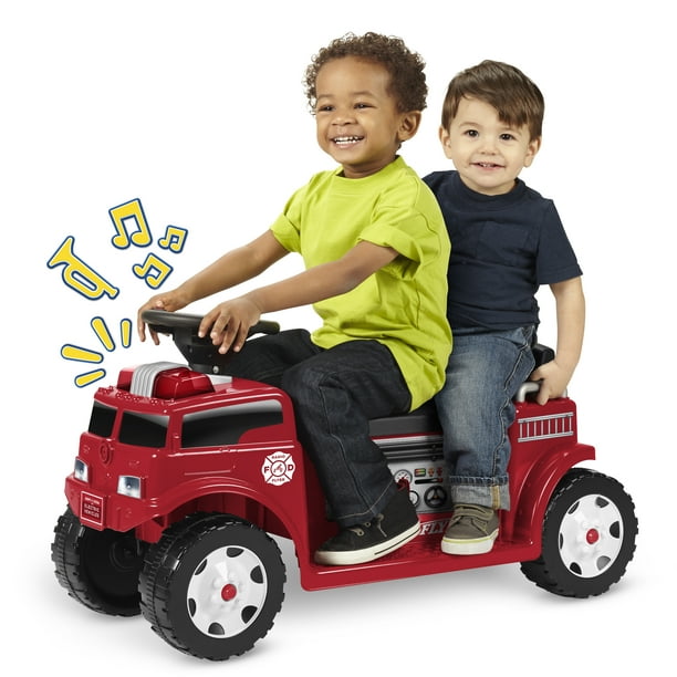 Radio Flyer Fire Truck for 2 with Lights & Sounds Powered Electric Car