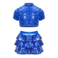 thumbnail image 5 of Niños Niñas porristas Jazz Ballet danza disfraz Top corto de lentejuelas con volantes escalonados falda pantalones cortos Culottes, 5 of 5