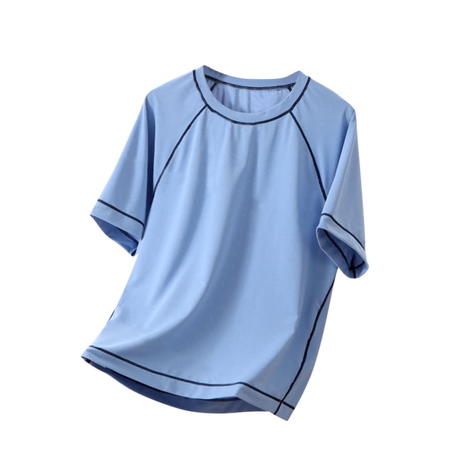 Zpanxa Boys Athletic Shirts Solid Color Summer Breathable Sports T Shirt Mid Size Short Sleeve Round Neck With Polyester 3 Years