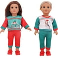 thumbnail image 3 of AlevRam 18-inch Doll Christmas Outfits 5-Pack, Santa & Reindeer Print, Long Sleeve & Pants, Holiday Costume Set for 18" Dolls, 3 of 7