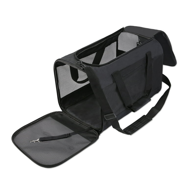 WDM Airline Approved, Soft Sided Collapsible Pet Carrier Black/Gray Large