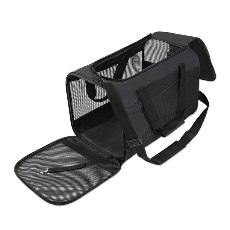 WDM Airline Approved, Soft Sided Collapsible Pet Carrier Black/Gray Large