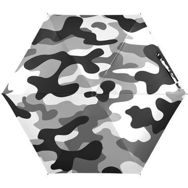 JSTEL Military White And Balck Camo Folding Umbrella for Rain Sun Travel Mini Lightweight Compact Umbrellas