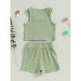 thumbnail image 4 of Wassery Toddler Girl Summer 2 Piece Outfits 6M 12M 18M 24M 3T 4T Infant Baby Clothes Sleeveless Rib Knit Tank Tops Elastic Waist Shorts Set, 4 of 9
