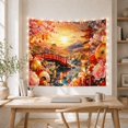 thumbnail image 5 of Japanese Landscape Sunset Over a Red Bridge and River Serene Japanese Inspired for Nature Lovers Asian Landscape Wall Art Housewarming Gift Tapestry Wall Hanging for Bedroom, Living Room and Dorm, 5 of 7