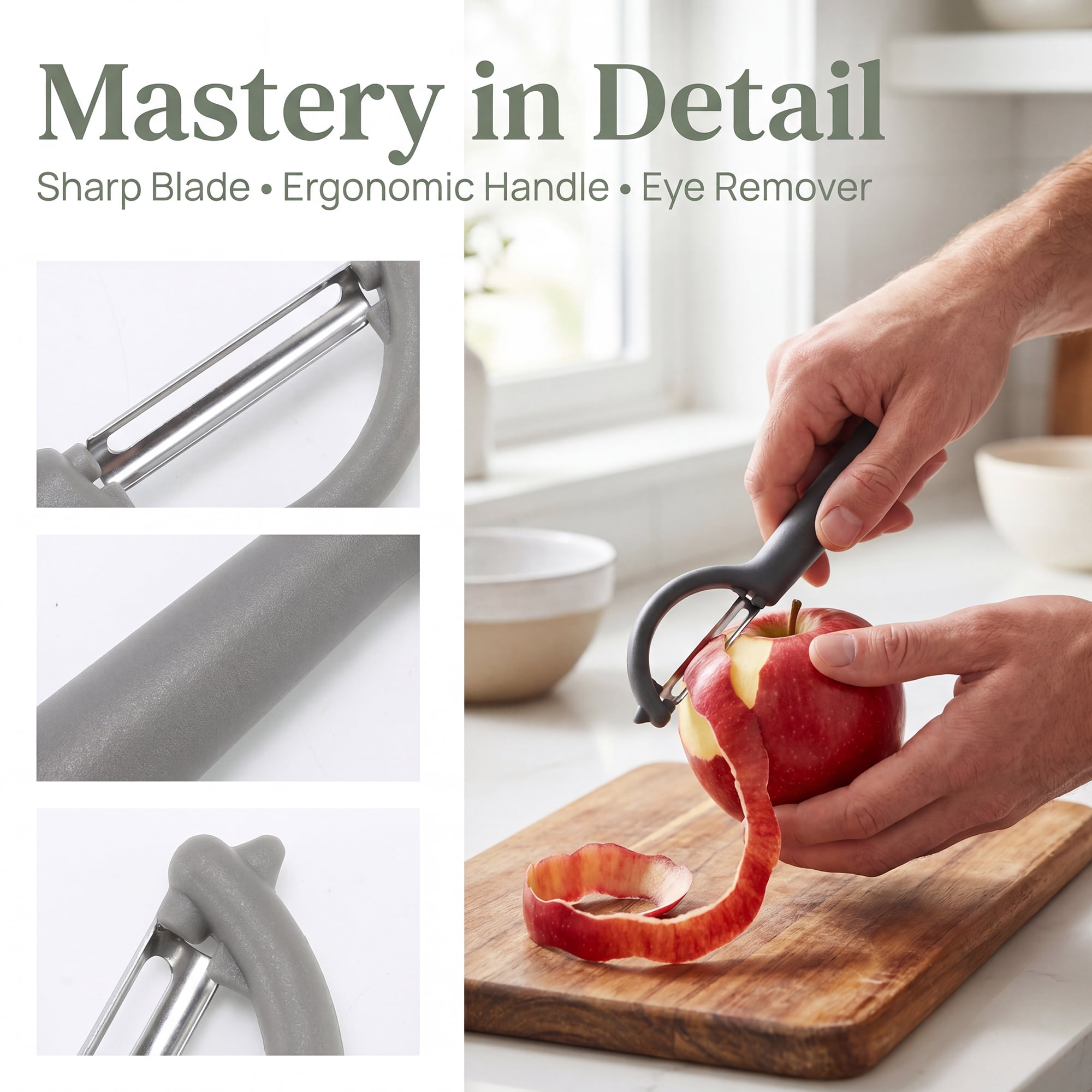Unique Bargains Plastic Apple and Potato Peeler with Ergonomic Handle Gray 6.5x1.4 inch