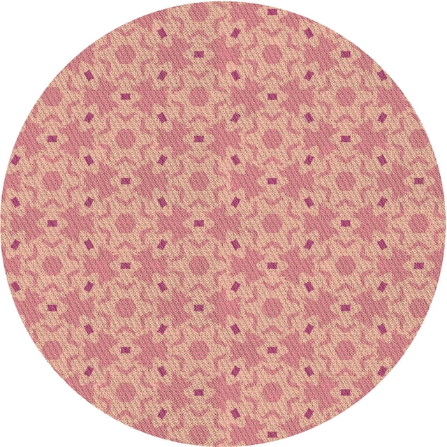 Ahgly Company Tapis d'Intérieur Rond Lavable en Machine Transitionnel Rose Saumon Clair, 8 Pieds Rond