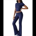 thumbnail image 1 of Pantalón de Traje de Corta Entallado de Color Liso Azul Marino XXL, 1 of 10