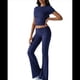 thumbnail image 1 of Pantalón de Traje de Corta Ajustado de Color Liso Azul Marino Talla S, 1 of 10