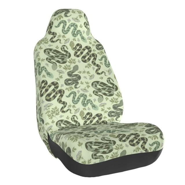 Wukai Green Snake Full Set Car Seat Covers with Soft Padding Universal Auto Front Seats Protector and Cushion Mat