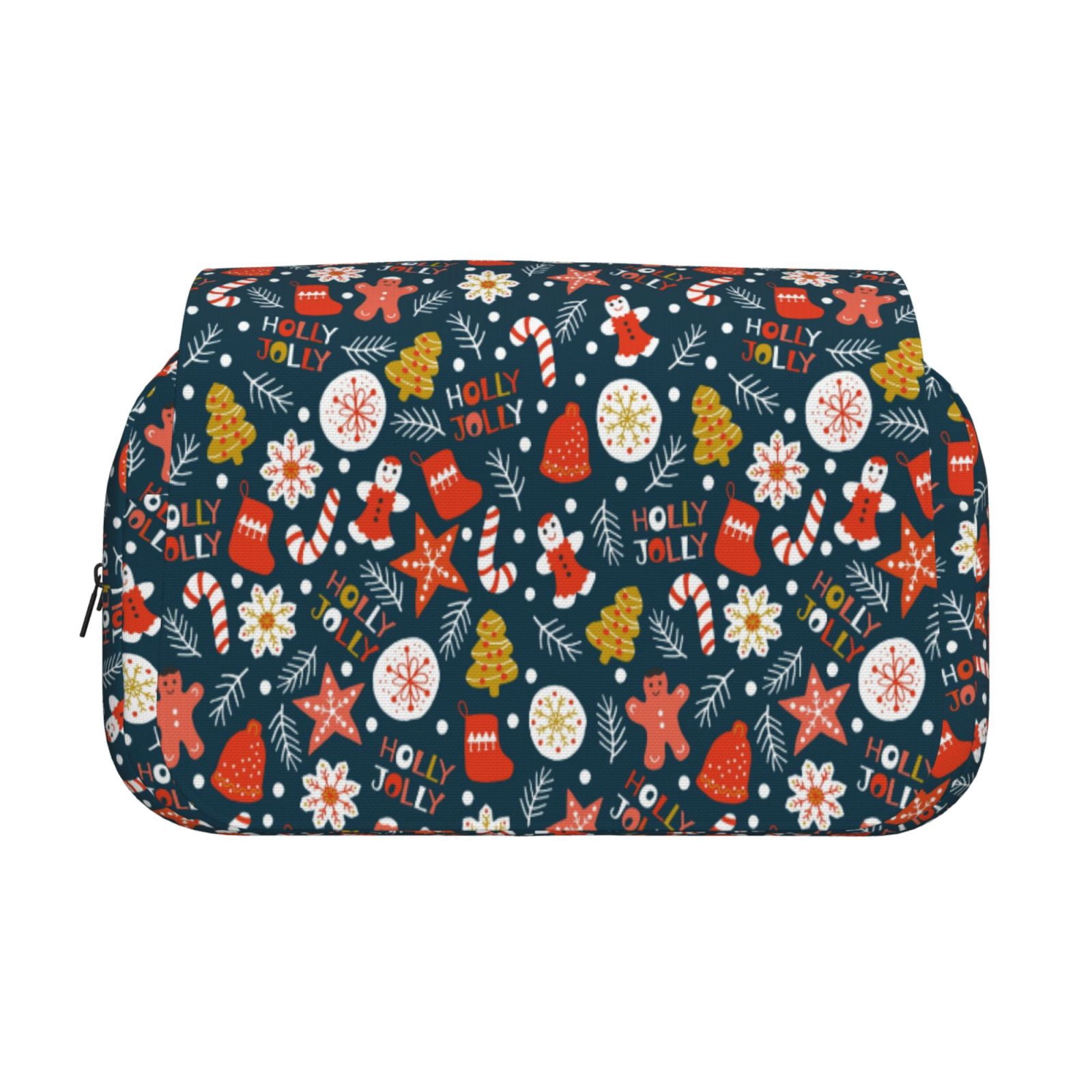 Rateoe Holiday Christmas Cookies Pattern Double Clamshell Pen Case, Storage Organizer with Two Zipper Compartments– Holds Up to 50 Pencils & Pens