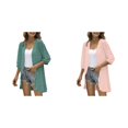 thumbnail image 1 of (2-Pack) Rinsvye Women Casual Cardigan Three Knitted Jacket Women Quarter Sleeve Open Front V Neck Cardigan for Women Lightweight Dots Cardigan Draped Open Back Sweaters Ruffles Cardigan, 1 of 7