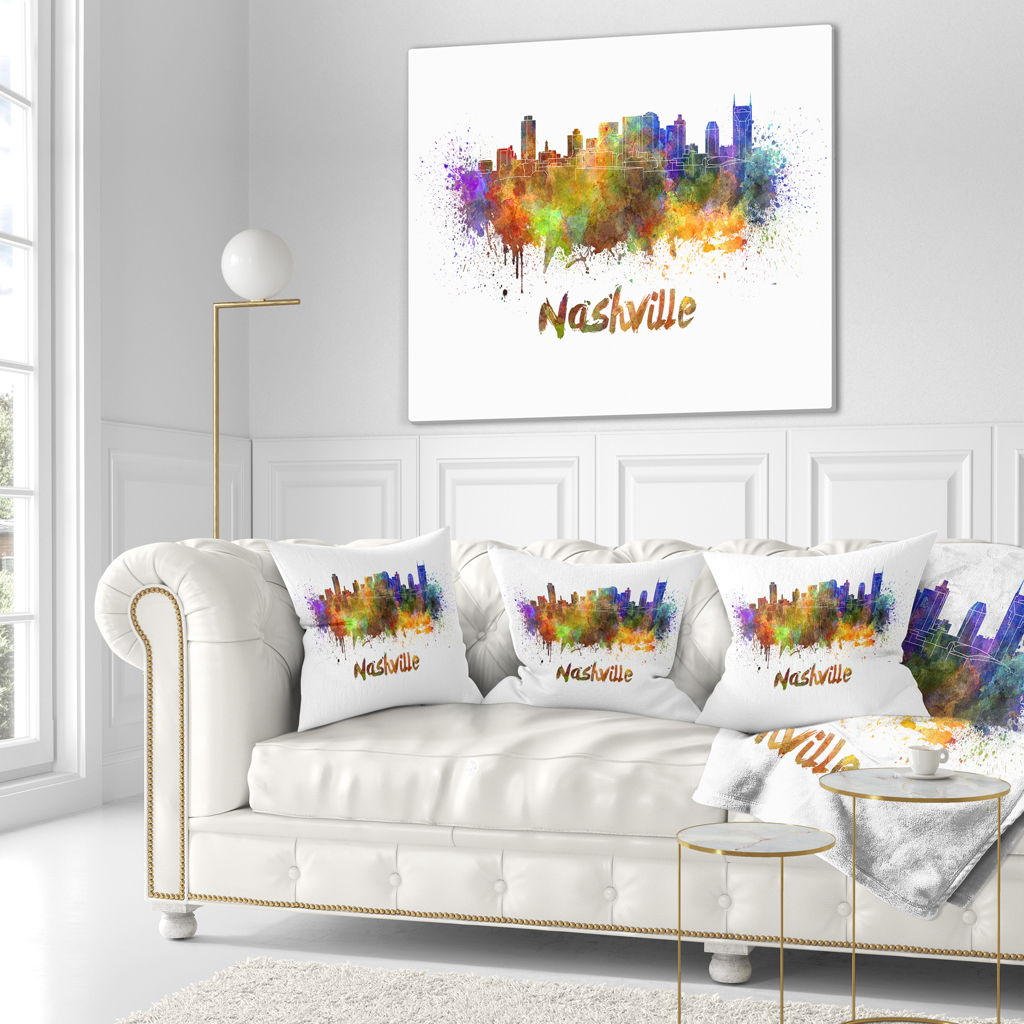 Designart Las Vegas Skyline - Cityscape Throw Pillow - 16x16