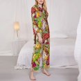 thumbnail image 4 of Junzan Bright Mushrooms Print Womens Pajama Sets,Long Sleeve Button Down For Women Pjs 2 Piece, 4 of 9