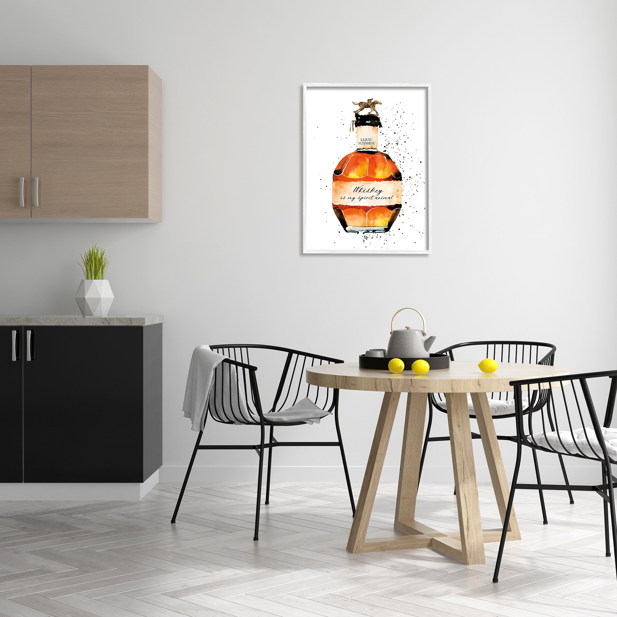 Stupell Industries Whiskey is My Spirit Animal Quote Liquor Bottle Painting Framed Art Print Wall Art, 24x30, By Mercedes Lopez Charro