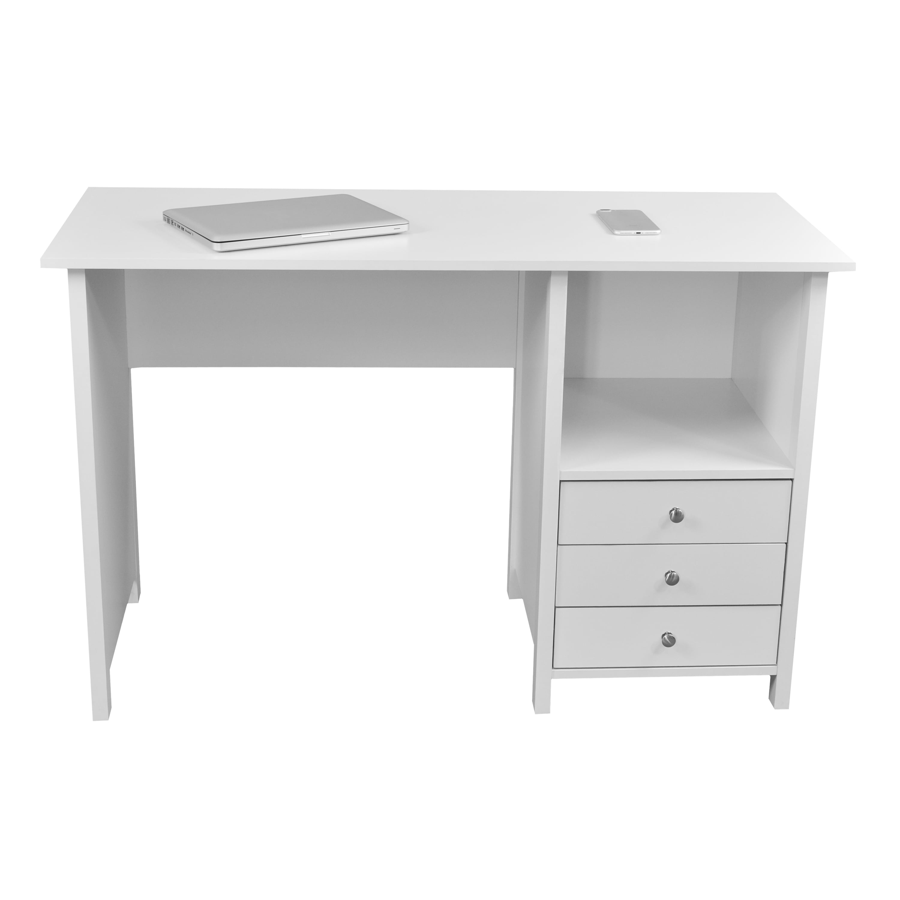 Techni Mobili Contempo Desk With 3 Storage Drawers White