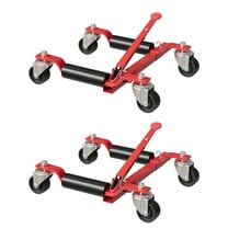 Towallmark 2 Pack 1500Lbs, Mechanical Car Wheel Dolly, Heavy Duty Car Skate with 12In Wheels, Ratcheting Foot Pedal, Aluminum Twin Roller for Auto Repair Tire Moving, Red