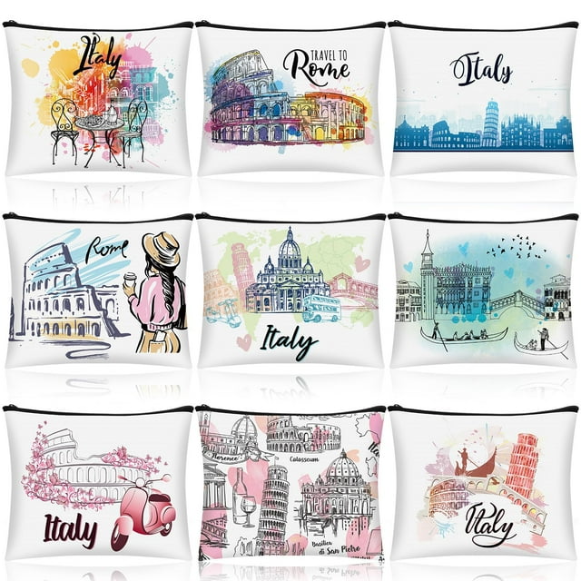 Bolsa de cosméticos Huhumy Italy Souvenir, 9 unidades, para niñas y mujeres