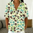 thumbnail image 6 of Guluxicc Polo Shirts for Women 3/4 Sleeve Floral Trendy Tops Summer V Neck T Shirts Fashion Clothing, 6 of 7