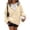 Khaki #1, variant on WULMLEO Women's Casual Solid Zip Up Hoodies Long Sleeve Sweatshirts Leopard Hooded Sweatshirt Tops White M