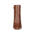 thumbnail image 6 of BLISSFUL STEP Women's Ankle Boots Printed Chunky Heel Side Zipper Crocodile Pointed Toe Booties Brown 8, 6 of 7