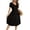 SV-Black, variant on Women Short Sleeve Polka Dot Midi Casual Swing Pleated Empire Waist Dress with Pockets, 3XL Plain Black