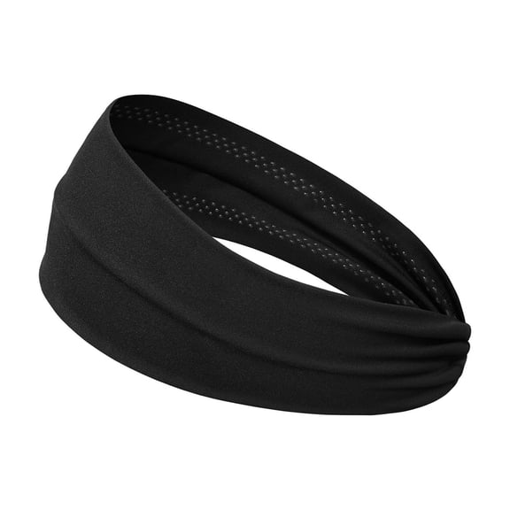 Womens Non-Slip Yoga Headband - Stretchy Wide Elastic Twist Band with Silicone Grips - Sweat Wicking for Running Gym Face Wash Black