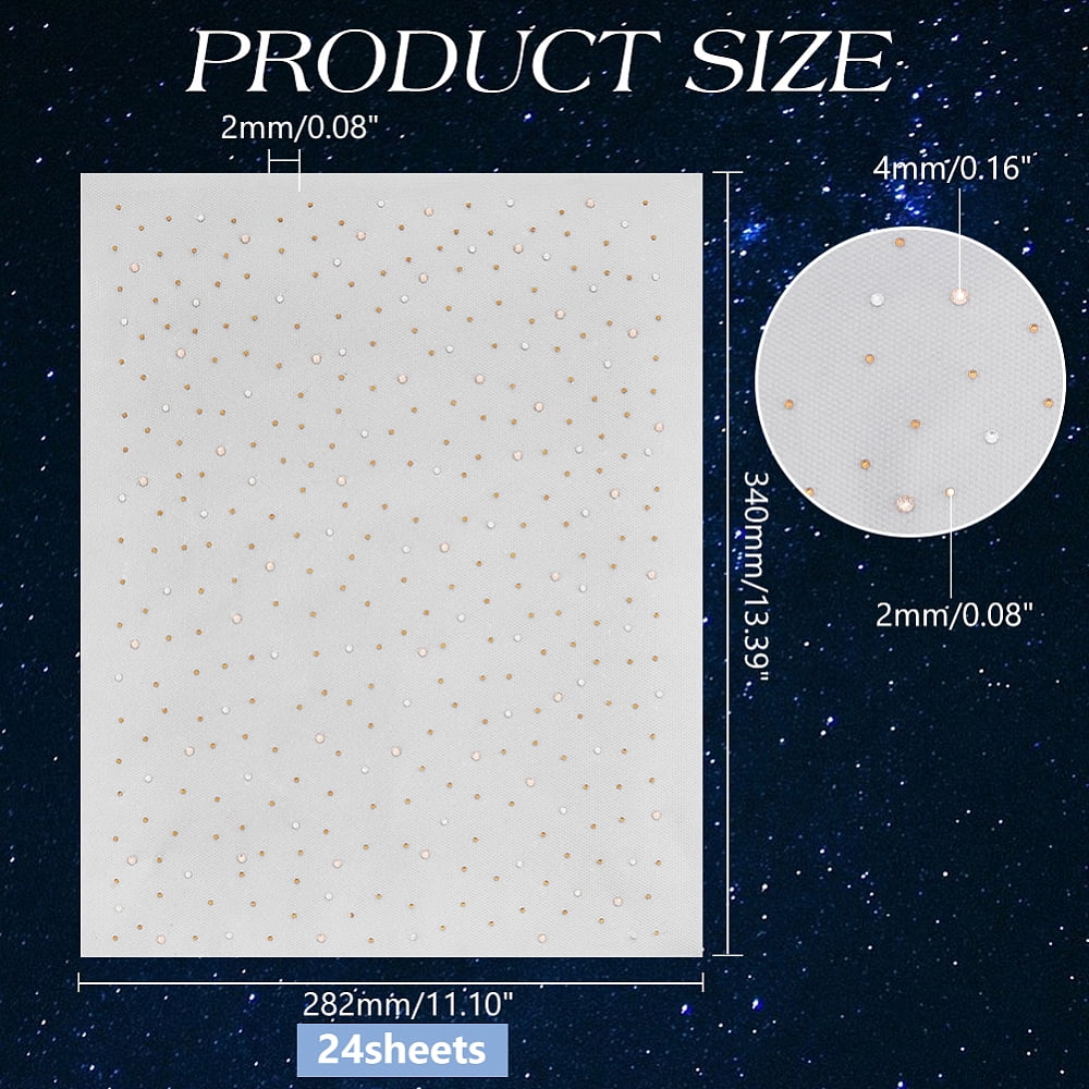 24Pcs Glitter Hotfix Rhinestone Sheet Iron on Patches Hat Decoration Colorful 340x282x2mm