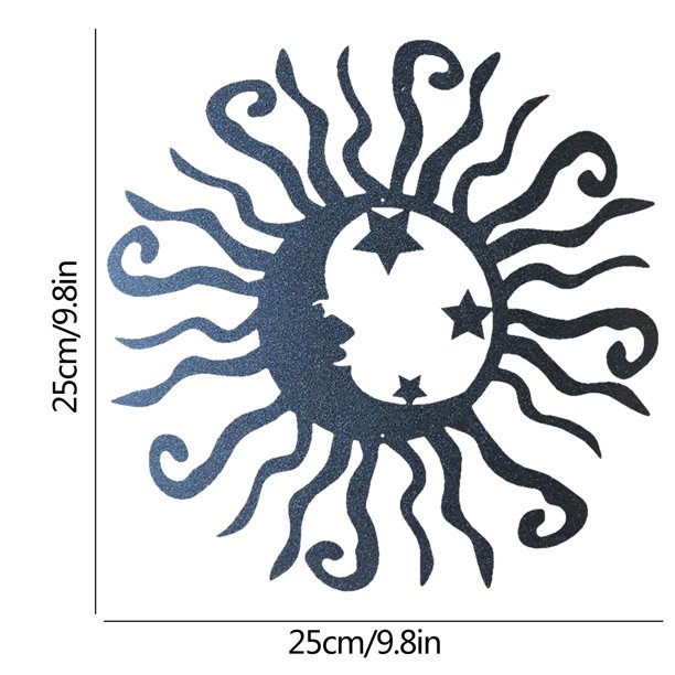 Wall Art Sun Moon Stars Decor Escultura de metal para interior y exterior (negro) Ehuebsd Libre de BPA