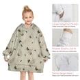 thumbnail image 6 of Beige Leaf Butterfly Pattern Blanket Hoodies for Kids 6-13YR Oversize Wearable Blanket Hoodies for Boys Girls Teens, 6 of 7