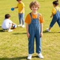 thumbnail image 4 of Baby Overalls Adjustable Straps Denim Overallswith Orange Top Sleeveless Jumpsuit & Rompers Girls Rompers 8-9 Years, 4 of 5