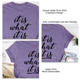 thumbnail image 3 of Camiseta de verano informal suave de manga corta y cuello redondo para mujer, camiseta morada extragrande con letras negras, 3 of 4