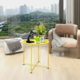 thumbnail image 4 of Folding Tray Metal Side Table Yellow Round End Table Cyan Sofa Small Accent Fold-able Table, Round End Table Tray, Next to Sofa Table, Snack Table for Living Room and Bed Room, 4 of 9