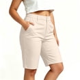 thumbnail image 5 of Gym Shorts Women No Scrunch Women’s Golf Shorts, High Waist Bermuda Shorts with Pocket, Summer Outdoor Workout Sports Bottoms Beige S, 5 of 6