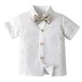thumbnail image 3 of SRZYMJ Boys Linen Suit 4 Piece Summer Gentleman Outfit Kids Dress Vest Shirt Shorts Set for Beach Wedding Graduation Khaki 5-6 Years, 3 of 5
