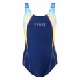thumbnail image 2 of ATOGUTA Girls and Boys One Piece Rash Guard Swimsuit Kid Water Sport Short Swimsuit Sun Protection Bathing Suits Blue, Size 3T-12, 2 of 5