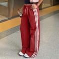 thumbnail image 2 of Landzoo One Wide Leg Baggy Track Pants Low Rise Side Striped Slouchy Palazzo Sweatpants Stylish Beautiful Women's Casual Pants, 2 of 4