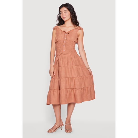 Women's Smocked Tiered Midi Dress
