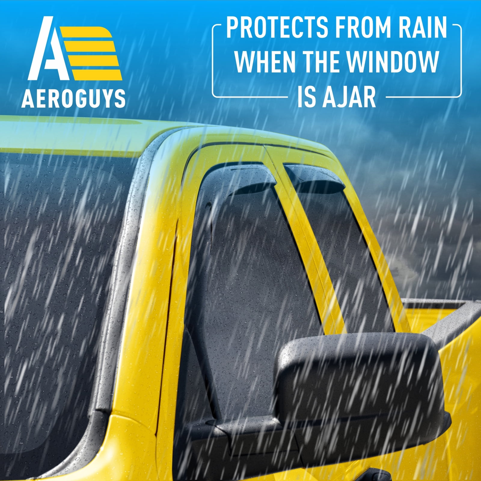 AEROGUYS In-Channel Window Deflectors Extra Durable Window Visors Rain Guards Fit for Dodge Ram 1500 2009-2018 Quad Cab, Sun Visors, Wind Deflectors, Vent Visors, Truck Accessories - 4pcs. AG0031