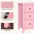 thumbnail image 3 of Heynemo Pink 3 Drawer Dresser Set of 2, 30" Wood Chest of Drawers with Soft-Close Drawers, Wide Nightstand Cabinet with 3 Spacious Drawers, Modern Wood Dresser for Bedroom, Living Room, Entryway, 3 of 6
