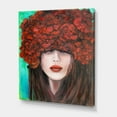thumbnail image 3 of Designart ' Portrait Of A Young Lady With Red Flowers ' Modern Canvas Wall Art Print, 3 of 4