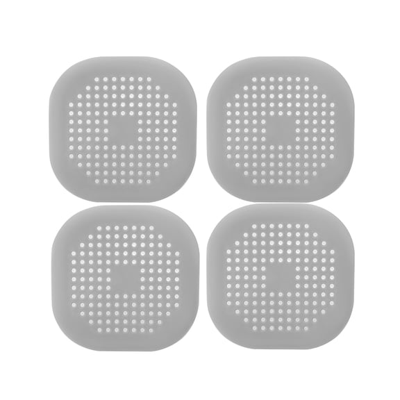 Hair Catcher, Square Silicone Hair Drain Cover with Suction Cup for Shower, 4 Pack (Grey)