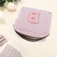 thumbnail image 3 of Unique Bargains 1 Pc Letter B Pattern Makeup Bag for Travel Pink Corduroy, 3 of 6
