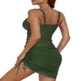thumbnail image 4 of LYMAYTER Women's One Piece Swimsuit V Neck Tummy Control Bathing Suit Mesh Swim Dress Sarong Wraps, 4 of 10