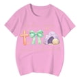 thumbnail image 2 of WERYOUNG Girl's T-Shirts Easter Short Sleeve Crewneck Cute Bunny Egg Print Kids Casual T Shirts Leisure Wear Relaxed Fit Tee Shirts Holiday Vacation Soft Comfortable Children Top, 2 of 4