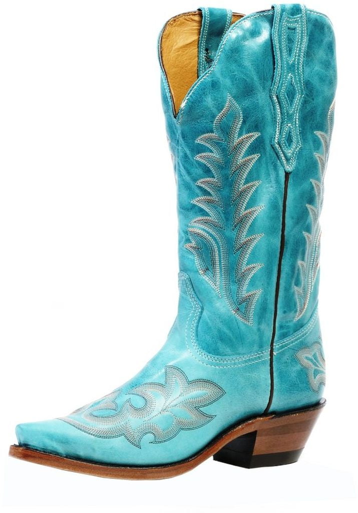 Boulet Western Boots Womens Cowboy Leather West Turqueza 3635 