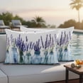thumbnail image 2 of Outdoor Pillow Cover Watercolor Purple Lavender Flowers Set of 2 Waterproof Throw Pillowcases Vintage Hand Drawn Decorative Patio Furniture Pillows for Couch Garden Indoor & Outdoor Use, 2 of 9