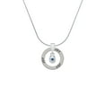 thumbnail image 2 of Delight Jewelry Silvertone Mini Horseshoe with Blue Crystal Joy Ring Charm Necklace, 18", 2 of 4
