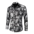 thumbnail image 2 of AZoiNM Men's Print Long Sleeve Shirt Stretch Polyester Regular Fit All Season, 2 of 9